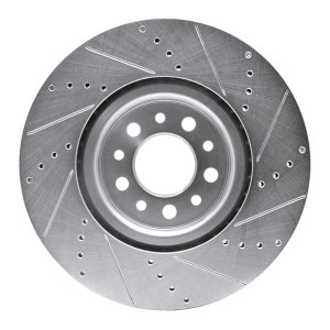 Alfa Romeo Tonale Brake Rotor (1) - Front Left - R1 Concepts - Drilled & Slotted - Silver - `14-`25